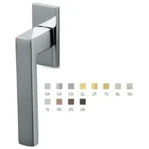 Martellina dk OLIVARI modello PLANET Q per serramento con rosetta bassa con quadro 42 in ottone superinox satinato Bestseller
