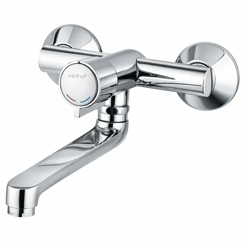 Wandmischer für Waschbecken / Spüle mit Druckknopf Idral Minimal 08135 - 08135-140 Quantità Limitata