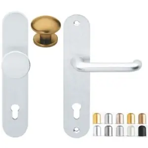 Prezzo Scontato Maniglia BRIALMA modello EVEREST per portoncino su placca con pomolo PSS61 con foro yale in alluminio oro