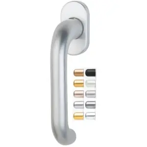 Di Tendenza Martellina dk BRIALMA modello EVEREST per serramento con rosetta con quadro 35 in alluminio argento