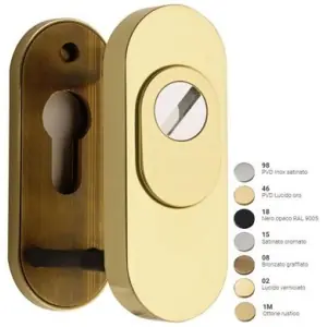 Bocchetta REGUITTI modello CD006 sicurezza ovale per portoncino con foro yale e defender in ottone satinato cromato Offerta Del Giorno