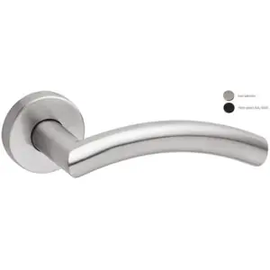 Maniglia FIMET modello SVEZIA per porta interna su rosetta e bocchetta con foro yale in acciaio inox satinato Ultime Pezzi