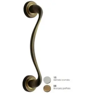 Maniglione REGUITTI modello SUN 330 spostato con rosette 006 per serramento in ottone bronzato graffiato Offerta Lampo