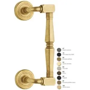 Maniglione REGUITTI modello GINEVRA diritto spostato con rosette 006 per serramento in ottone rustico Offerta Speciale