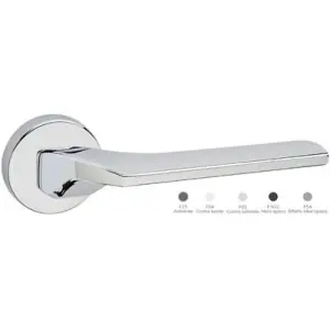 Maniglia FIMET modello CORSA per porta interna su rosetta e bocchetta tonda con foro yale in zama nero opaco Subito Disponibile