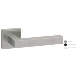 Maniglia FIMET modello AUSTRIA per porta interna su rosetta e bocchetta con foro normale in acciaio inox satinato Ultimissimo Modello