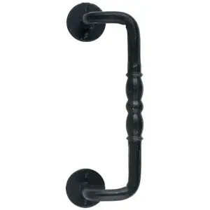 Sconto Maniglione UTENSIL LEGNO modello FA774 zancato con rosetta per serramento in ferro nero italiano