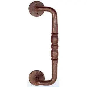 Ultime Pezzi Maniglione UTENSIL LEGNO modello FA774 zancato con rosetta per serramento in ferro ruggine