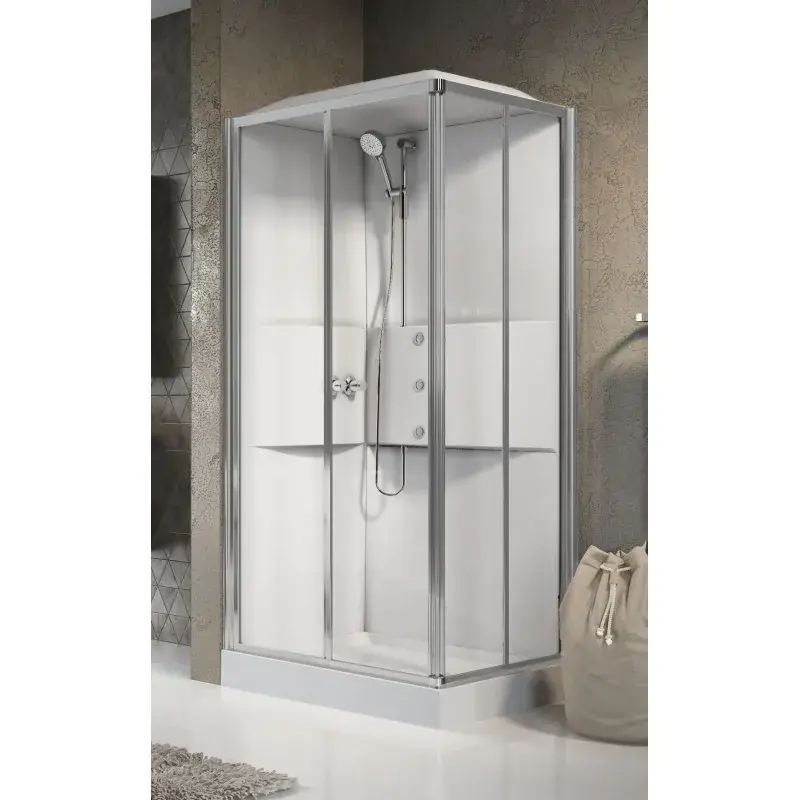 Miglior Prezzo Multifunktions-Eckduschkabine 100 x 80 Hydromassage-Version mit 2 Schiebetüren Novellini Media 2.0 A ME2A100T1F-1AB