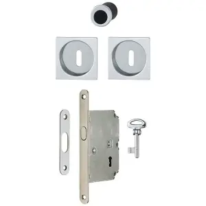 Super Prezzo Spazio Kit 3 HOPPE modello 4921 quadrato per serramento con foro normale e ditale trascinamento e serratura in alluminio satinato