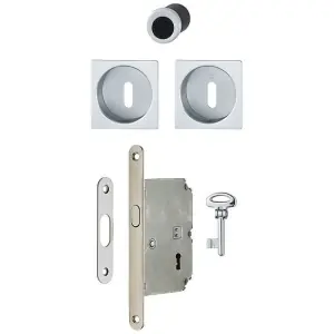 Prezzo Scontato Spazio Kit 3 HOPPE modello 4921 quadrato per serramento con foro normale e ditale trascinamento e serratura in alluminio argento