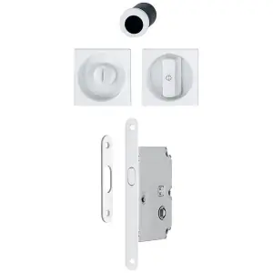 Bestseller Spazio Kit 1 HOPPE modello 4921 quadrato per serramento con nottolino wc e ditale trascinamento e serratura in alluminio bianco traffico opaco