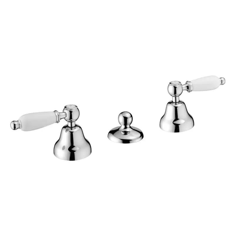 Sconto Doppelhebelhahn für Bidet 3 Löcher mit 1"1/4 Uberlaufgarnitur Porta & Bini Queen 12156CR