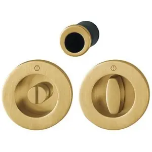 Esclusivo Spazio Kit 2 HOPPE modello M471 rotondo diametro 68 per serramento con nottolino wc e ditale trascinamento in ottone chiaro satinato