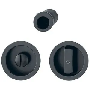 Pagamento Sicuro Spazio Kit 2 HOPPE modello 4920 rotondo diametro 59 per serramento con nottolino wc e ditale trascinamento in alluminio nero opaco