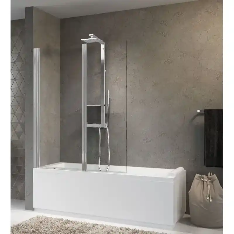 Must-Have Badewannenabtrennung aus Glas, 120 cm, mit 2 nach innen klappbaren Türen Novellini Aurora 2