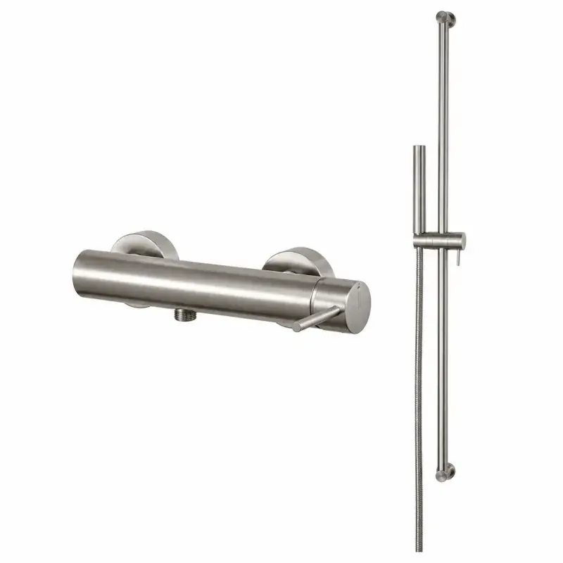 Prezzo Scontato Komplettes Duschset in gebürsteter Stahlfarbe Gattoni Easy 2217/22NS