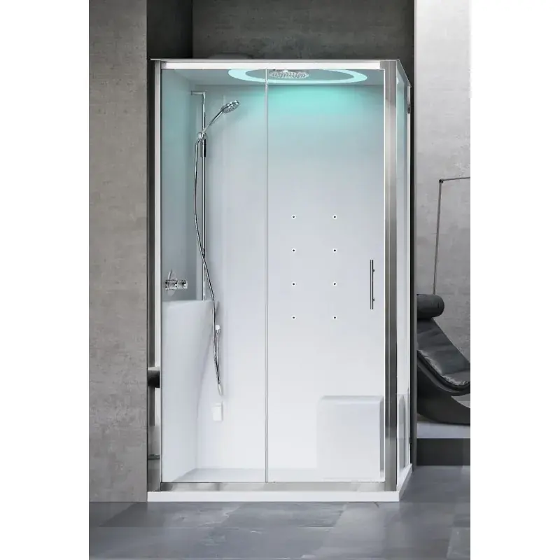 Duschkabine mit Hammam-Hydromassage 120 x 90, Öffnung 1 Flügeltür und linke Version Novellini Eon 2P EON2P290ST1N-1AB Offerta Lampo