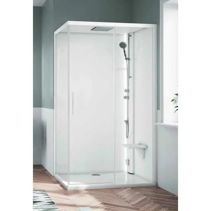 Ultima Occasione Duschkabine 120 x 80 rechte Version mit 1 Schiebetür und 1 fester Reihenöffnung Novellini Glax 1 2P G212P120DTF-1UU