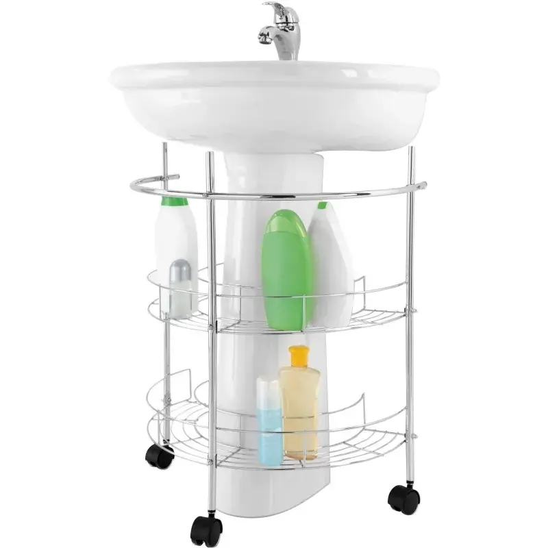2-Regal-Waschbeckenwagen aus verchromtem Stahl Feridras 151015-B Compra Online