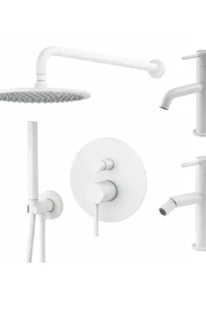 Waschtischmischerset, Bidetmischer und Duschset in mattweißem Gattoni Easy KITEASYBO4 Direttamente Dal Produttore