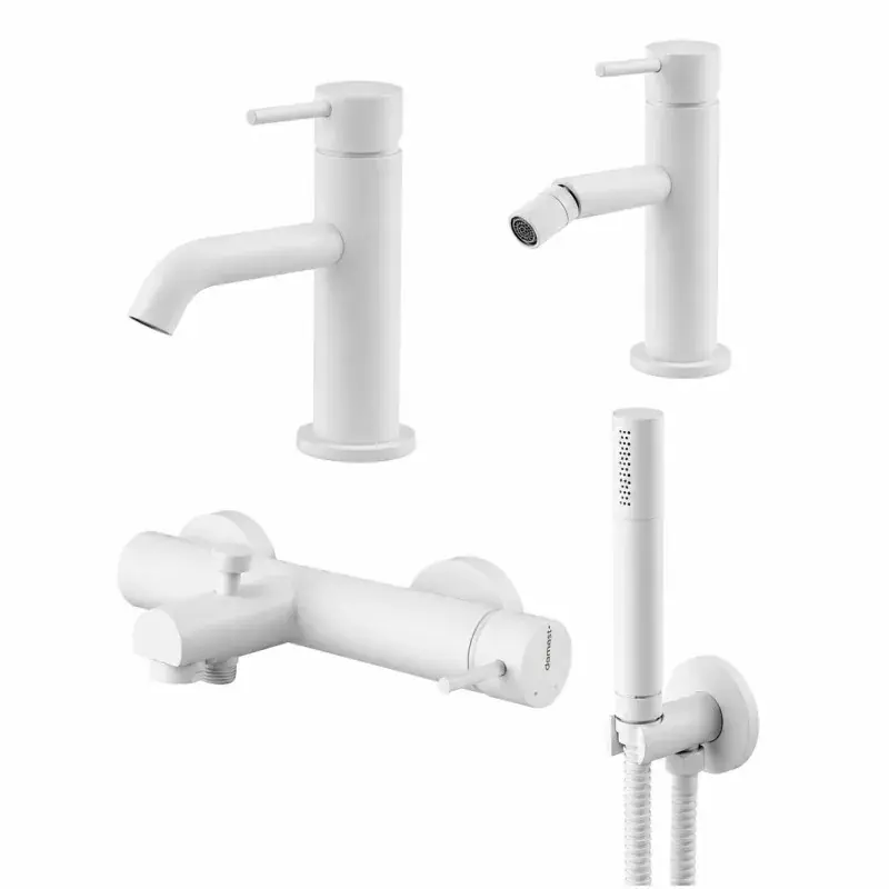 Waschbecken-Mixer-Set, Bidet-Mixer und Badewannen-Kit in mattweißem Gattoni Easy KITEASYBO7 Esclusivo