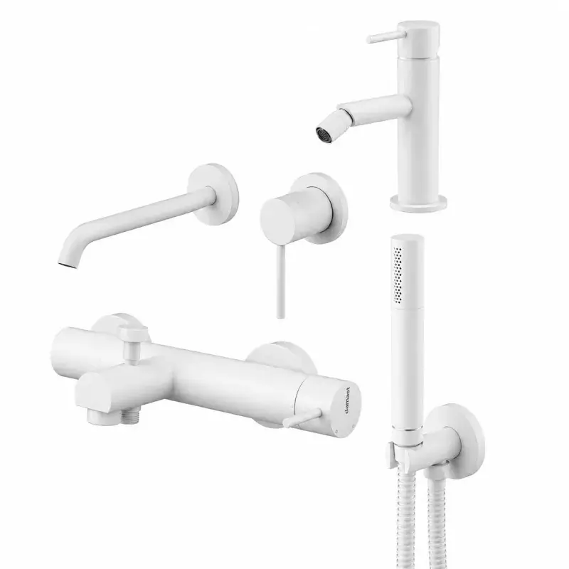Offerta Speciale Wandwaschbecken-Mixer-Set, Bidet-Mixer und Badewannen-Kit in mattweißem Gattoni Easy KITEASYBO9