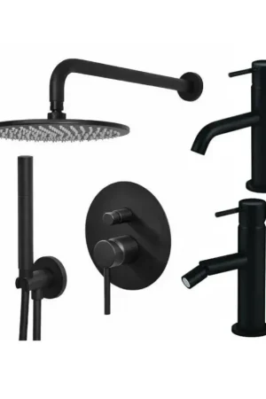 Waschtischmischerset, Bidetmischer und Duschset in mattschwarzem Gattoni Easy KITEASYNO4 Super Prezzo