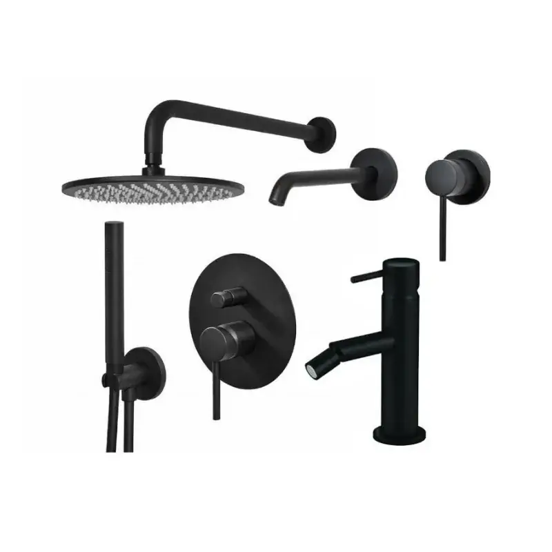 Promozione Esclusiva Wandwaschbecken-Mischerset, Bidetmischer und Duschset in mattschwarz Gattoni Easy KITEASYNO6