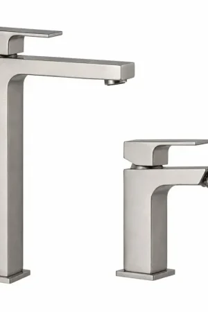 A Buon Prezzo Hochwaschbecken und Bidetmischer in gebürsteter Nickelfarbe Gattoni SQUARE KITSQUARENS2