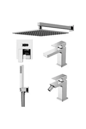 A Buon Prezzo Mischerset für Waschbecken, Bidet und Duschset aus Chrom Gattoni SQUARE KITSQUAREC05