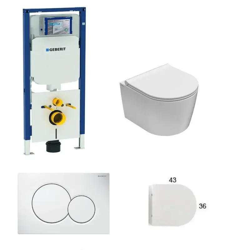 Non Perdere Geberit Pack SIGMA8 Gipskarton + Hängetoilette 43 cm Globo Forty + Sigma1 KITFOS06BI