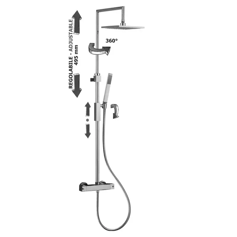 Più Venduto Quadratische thermostatische Duschsäule Paffoni LEVEL ZCOL655CR