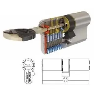 Cilindro TESA modello TX-80 chiave/chiave misura 30/10/45 per portoncino in ottone nichelato Promozione