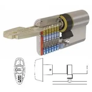 Cilindro TESA modello T-60 pomolo/chiave misura P30/10/50 per portoncino in ottone nichelato Promo Stagionale