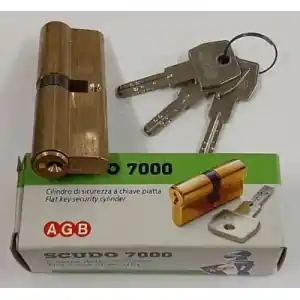 Cilindro AGB modello SCUDO 7000 chiave/chiave misura 40/10/40 per portoncino in ottone lucido verniciato Promozione