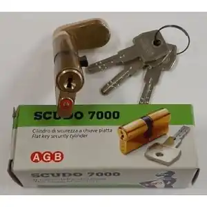 Vendita Finale Cilindro AGB modello SCUDO 7000 pomolo/chiave misura P35/10/25 per portoncino in ottone lucido verniciato