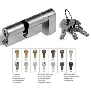 Novità Cilindro AGB modello OPERA SL pomolo/chiave con segnalatore con sistema a cifratura speciale MK misura P35/10/25 per portoncino in ottone naturale