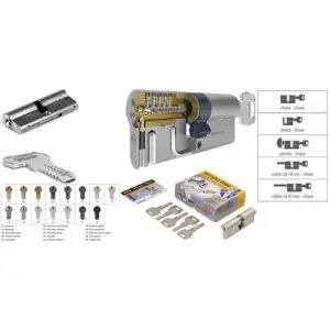 Cilindro AGB modello SCUDO 9000 chiave/chiave misura 35/10/50 per portoncino in ottone nichelato opaco Promo Stagionale