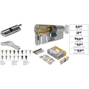 Economico Cilindro AGB modello SCUDO 9000 codolo18/chiave misura 35/10/55 per portoncino in ottone nichelato opaco