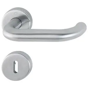 Acquista Ora Maniglia HOPPE modello PARIS per porta interna su rosetta e bocchetta con foro normale sertos in acciaio inox satinato