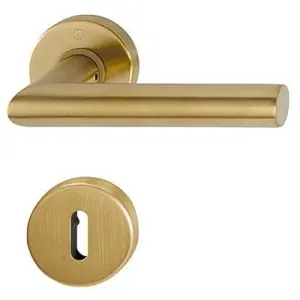 Maniglia HOPPE modello AMSTERDAM per porta interna su rosetta e bocchetta con foro normaleale in acciaio inox ottone chiaro satinato Offerta Lampo