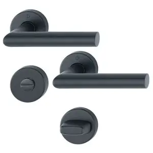 Maniglia HOPPE modello AMSTERDAM per porta interna su rosetta e bocchetta con nottolino wc in acciaio inox nero opaco Pagamento Sicuro