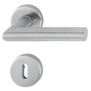 Maniglia HOPPE modello AMSTERDAM per porta interna su rosetta e bocchetta con foro normale in acciaio inox satinato secusan Offerta Del Giorno