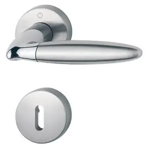Bestseller Maniglia HOPPE modello ATHINAI per porta interna su rosetta e bocchetta con foro normale in ottone cromo lucido e acciaio inox satinato