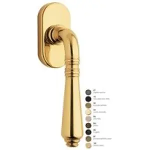 Popolare Martellina dk REGUITTI modello GINEVRA per serramento con rosetta 024 con quadro 42 in ottone nero opaco RAL9005