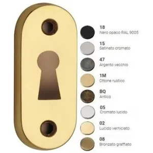 Bocchette REGUITTI modello 007 ovale per porta interna con foro normale in ottone argento vecchio Offerta Del Giorno
