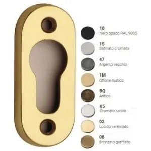 Esclusivo Bocchette REGUITTI modello 007 ovale per porta interna con foro yale in ottone argento vecchio