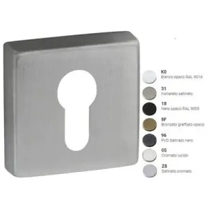 Bocchette REGUITTI modello Q08 quadrata per porta interna con foro yale in ottone satinato cromato Offerta Speciale