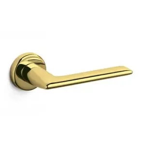 Prezzo Conveniente Maniglia OLIVARI modello TECNO per porta interna su rosetta e bocchetta con foro yale in ottone superoro lucido